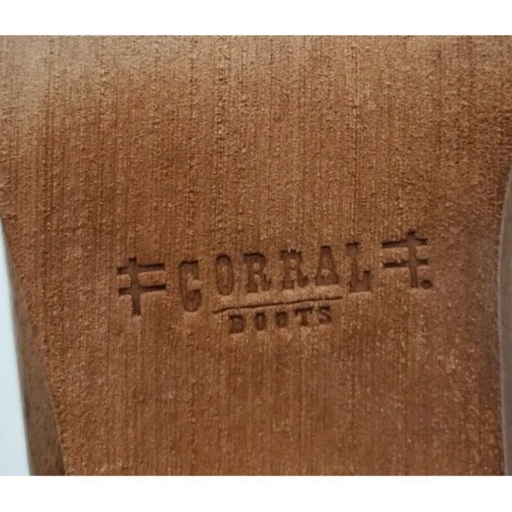 Corral Womens Brown Tan Distressed Leather Western Cowboy Ankle Boots Sz 7